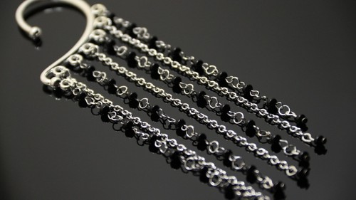 Pendientes largos mono negros góticos sin perforaciones para mujeres joyería gótica - Imagen 8 de 16