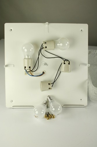 Vintage Ceiling Fixture Light Square Murano Glass Shade Flush Mount 1960's 60s - Picture 10 of 11