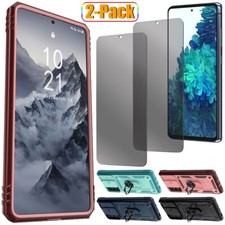 For Samsung Galaxy S20 FE 5G Case Ring Kickstand Cover / Privacy Tempered Glass