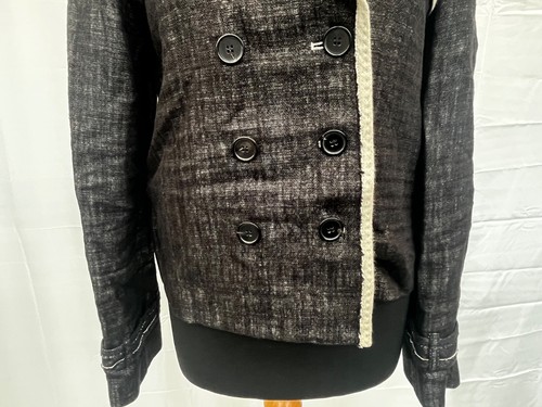 Strenesse Women's Black Double Breasted Linen Blend Jacket Size 12 - Picture 3 of 8