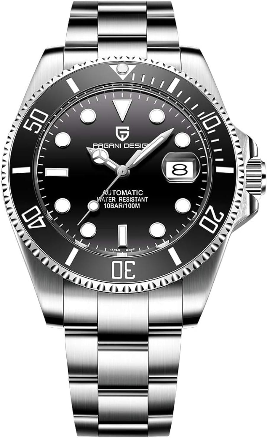 Men’S Automatic Mechanical Wrist Watches Japanese Movement Stainless Steel Brace