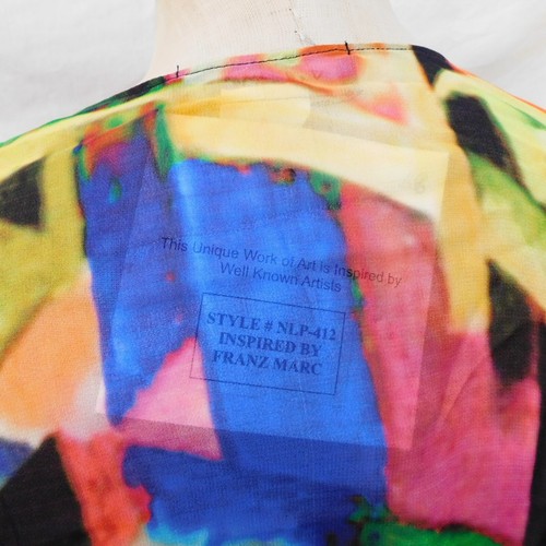New Vtg 90s Dilemma Colorful Art to Wear Abstract Blouse Top Franz Marc - Picture 5 of 9