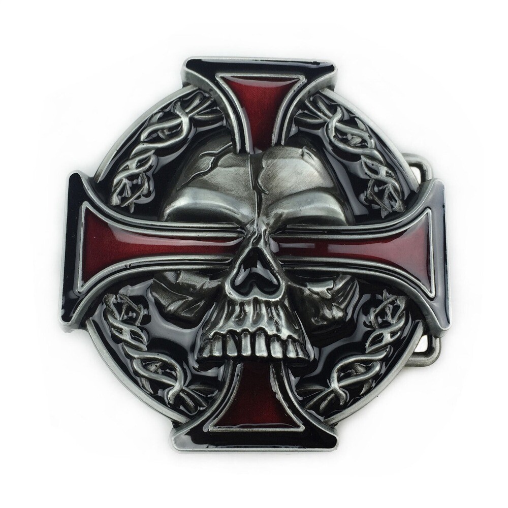 Western Belt Buckle for Men & Women Cowboy Rodeo Vintage Style Wear Cross Skull