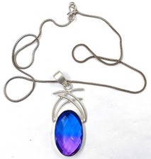IMPRESSIVE 80 CT BI-COLOR AMETRINE OVAL SHAPE EGL PENDANT FREE SILVER CHAIN MNG