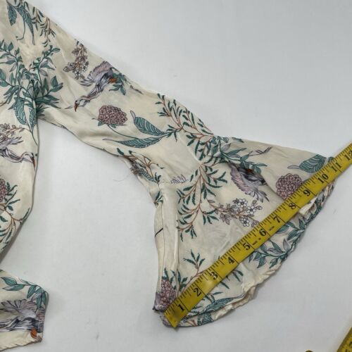 Zara Jacket Kimono Open Women Sz XS Spring Summer Floral Crane Bird Hippie Boho - Picture 5 of 12