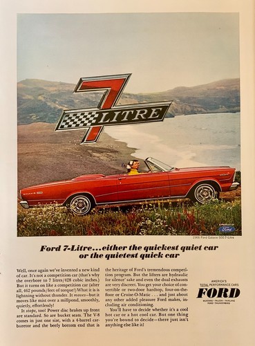 Ford Galaxie 500 ad - "7-Litre" - 1966 - FRAMED - FREE SHIPPING - Picture 2 of 3