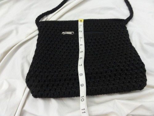 LINA Negro Macramé Crochet Hobo Cremallera Bolso de Hombro Correa Trenzada - Imagen 4 de 15