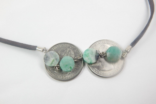 Colombian Natural Polished Emeralds Necklace Silver 950 Muzo Mines - Picture 3 of 12