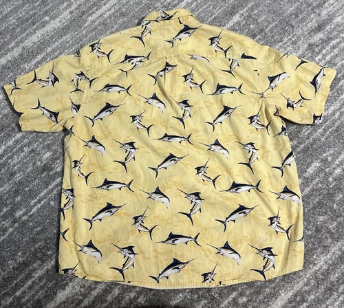 Camisa Magallanes XXL Hombres Informal Abotonada Pesca Amarillo Marlin Pez Estampado Exterior - Imagen 2 de 7