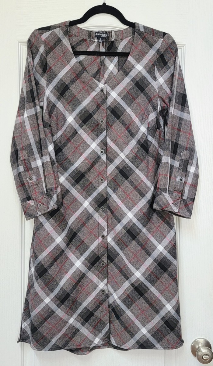 deres シルバー×ブラック ベルト Chadwicks Of Boston Shirt Dress Women's Size 6 Grey Black Red