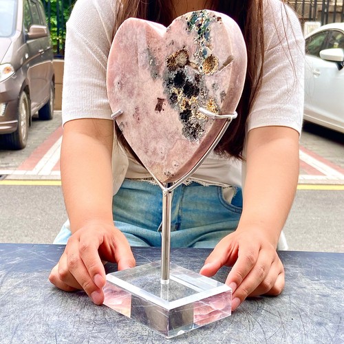 2.08LB Natural Rose Quartz Heart - Pink Purple Crystal Love Stone Healing - 第 3/15 張圖片