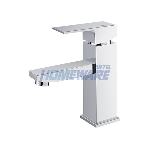 WELS Bathroom Square Basin Mixer Tap Vanity Sink Brass Chrome Flick Faucet - Picture 4 of 11