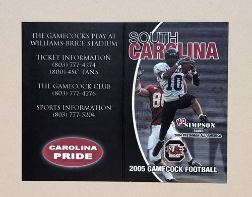 2005 South Carolina Gamecocks College Football Pocket Schedule NCAA SEC 🏈🏈 - Picture 1 of 2