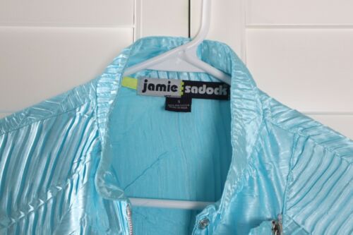 JAMIE SADOCK $139 Textured Crinkle Sheen Zip Up Athletic Jacket Top Size Small - Picture 6 of 6