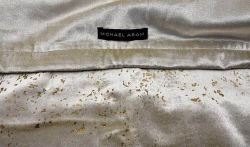 MICHAEL ARAM IRIS FLOWER VELVET 2 DECORATIVE PILLOW EURO SHAMS LINEN GOLD MIRROR - Picture 4 of 5