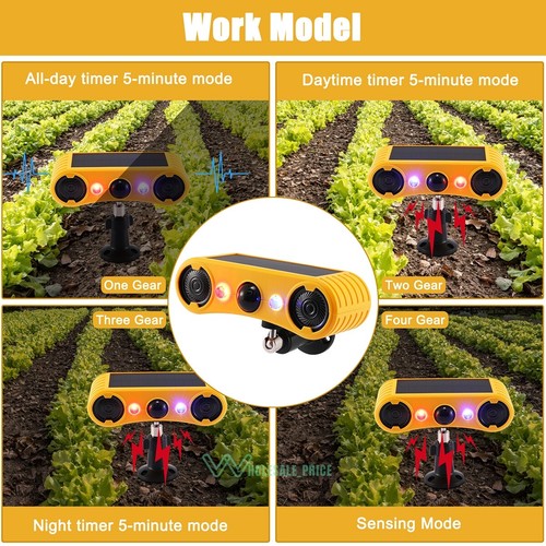 Animal Repeller Ultrasonic Solar Power Outdoor Pest Cat Mice Deer Sensor 4 Modes - Picture 34 of 35