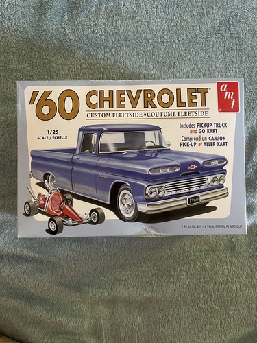 AMT 1/25 1960 Chevy Fleetside Pickup w/Go Kart AMT1063M Plastics Car/Truck FS! - Picture 2 of 15