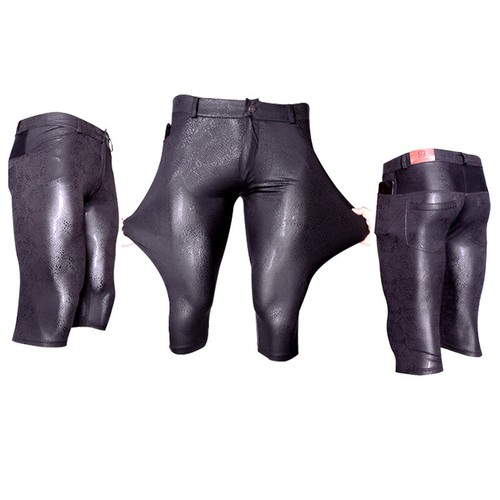 Leggings uomo pelle di serpente look pelle meggings capri pantaloni mezzo pantalone slim club - Foto 4 di 8