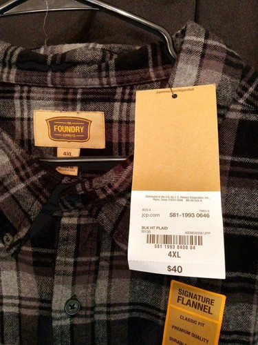 Camisa de franela manga larga The Foundry Big & Tall Supply Co para hombre talla 4XLARGE NUEVA CON ETIQUETAS - Imagen 4 de 4