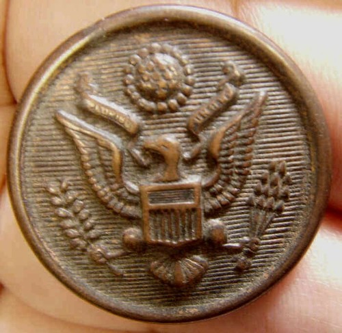 1800s antique copper tone metal American great seal uniform 28 mm button 43535 - Picture 1 of 4