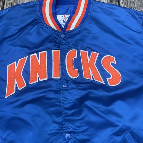 Vintage Rare NBA New York Knicks Gold Logo Blue Starter Satin Bomber Jacket 2XL - Picture 8 of 13
