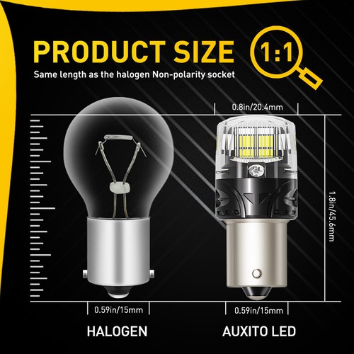 2x AUXITO 1156 LED Reverse Light Canbus Backup Bulb 6500K White Parking DRL Lamp - Picture 2 of 9
