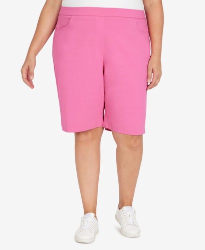 Alfred Dunner Plus Size Classic Tummy-Control Fit Bermuda Shorts SZ 16W, Pink
