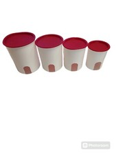 Set of 4 Tupperware Large Storage Containers Nesting 2416B 2418B 2420D 2422B Red