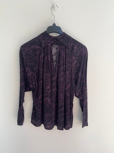 John Lewis Blouse Top Batwing Print Black Purple UK 16 💖 BNWT RRP £39 - Picture 9 of 14