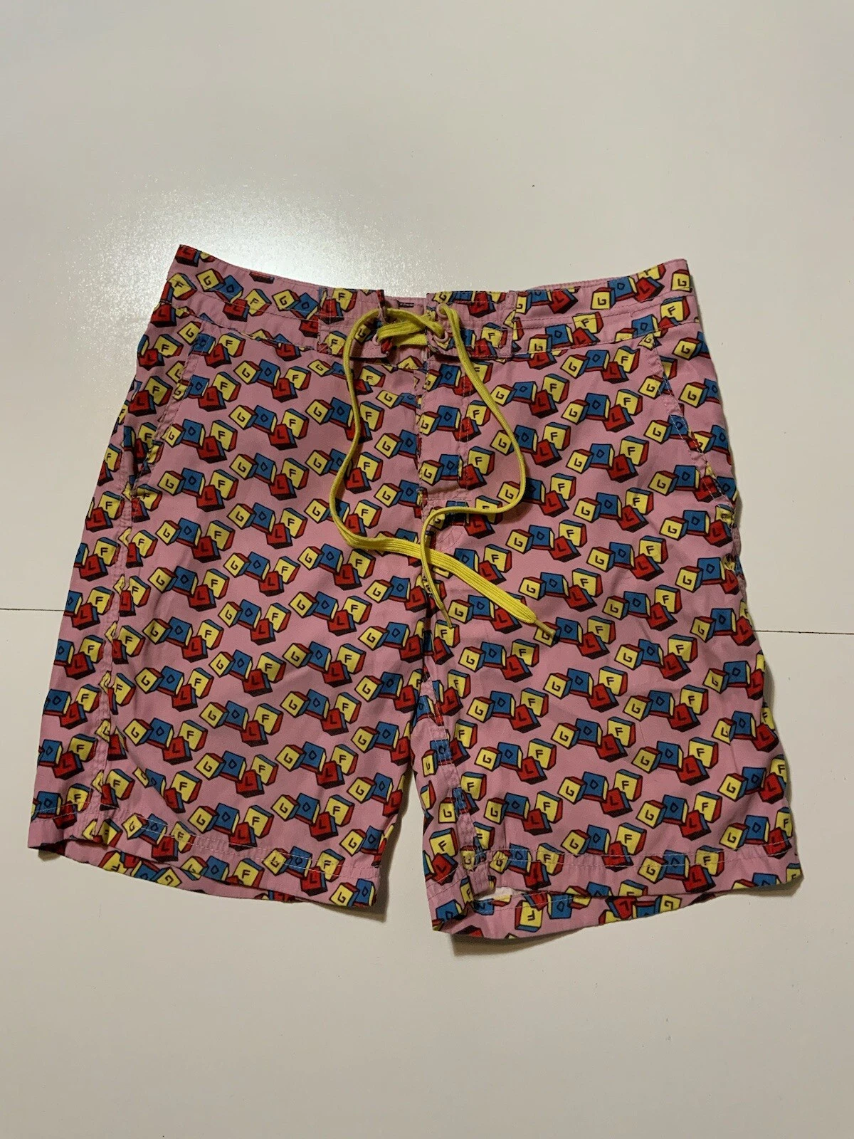 Pantaloncini Golf Wang Tyler The Creator Cube rosa 8" con cuciture interne e coulisse taglia 28
