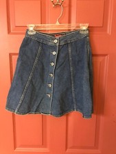 Womens Vintage No Excuses Button Up The Front Jean Skirt Size 7/8