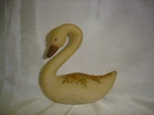 VINTAGE FENTON CUSTARD SATIN SWAN SIGNED B. MONTGOMERY