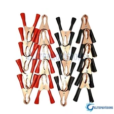 20PCS 80mm 50A Red & Black Car Battery Test Lead Clip Crocodile Alligator Clamps