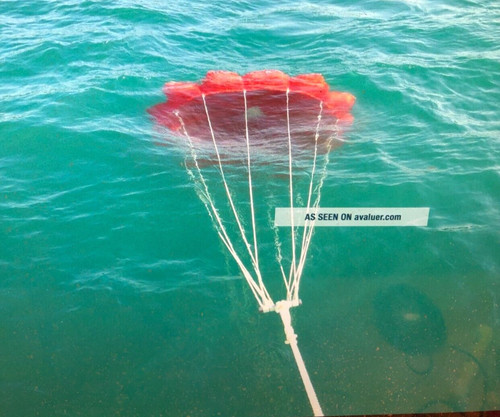 UNUSED MILITARY 5 FOOT ORANGE DROGUE PARACHUTE SEA ANCHOR