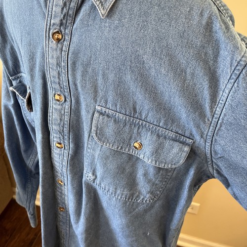 Scandia Woods Denim Plaid Lined Long Sleeve Button Up Blue Large - Picture 7 of 18