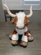 Build A Bear BABW Longhorn Brown White Spotted Bull Steer Cow Stuffed Plush 13"