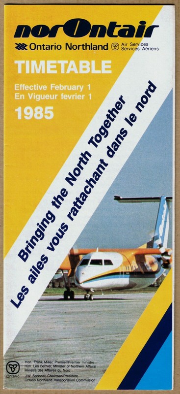 NorOntair Timetable  February 1, 1985 =