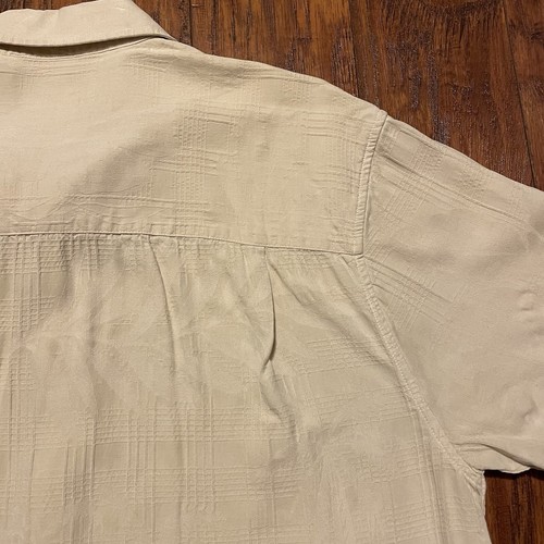 Cubavera Mens Button Up Size L Tan 100% Silk Short Sleeve Tropical Beach Resort - Picture 15 of 15