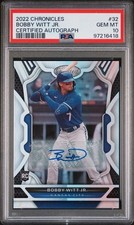 2022 Panini Chronicles Certified Autographs #32 Bobby Witt Jr. Auto RC PSA 10