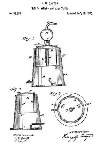 1870 - Destille für Whisky und andere Spirituosen - H. G. Dayton - Patent Art Magnet - Bild 2 von 5