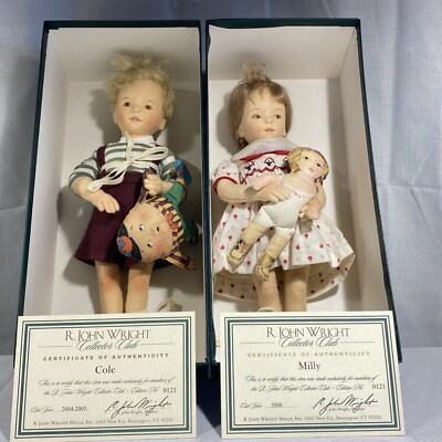 R. JOHN WRIGHT C0LLECTOR CLUB COLE & MILLY DOLL SET LE No. 121