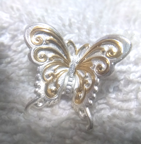 Montana Silversmiths Silver Gold Engraved Butterfly 3D Earrings Stud Excellent - 第 2/9 張圖片