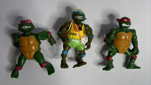 Vintage Playmates Teenage Mutant Ninja Turtles LOT  Of 3 Figures USED #T