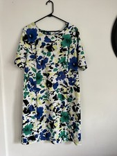 Covington Dress Women's Stretch Shift Casual White Multicolor Abstract Size 1X