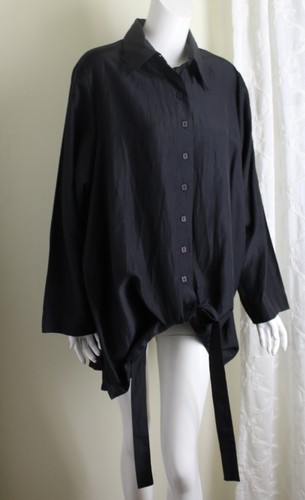 Neu mit Etikett Kedem Sasson OS M L XL 1X 2X ISRAEL schwarz Lagenlook Leinenbluse Shirt
