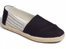 TOMS ALPARGATA ROPE- Size 7 M - Women's Shoes- Black University Stripes  NEW 