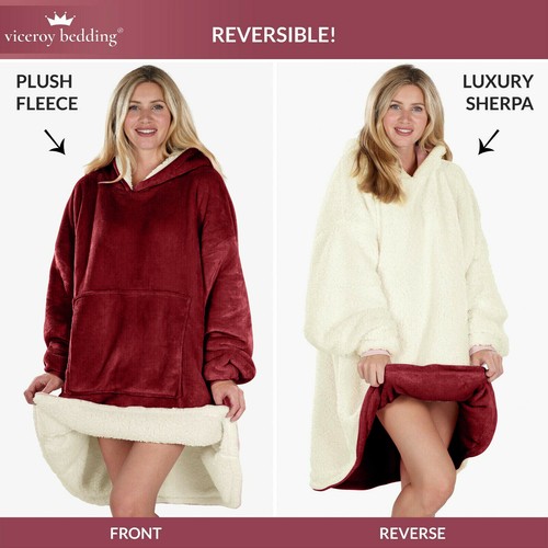 Oversized Hoodie Blanket Ultra Plush Fleece Sherpa Giant Big Hooded Sweatshirt - Picture 64 of 69
