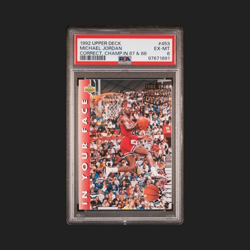 1992 Upper Deck #453 Michael Jordan Slam Dunk Champ Basketball Card PSA 6 - Picture 2 of 3