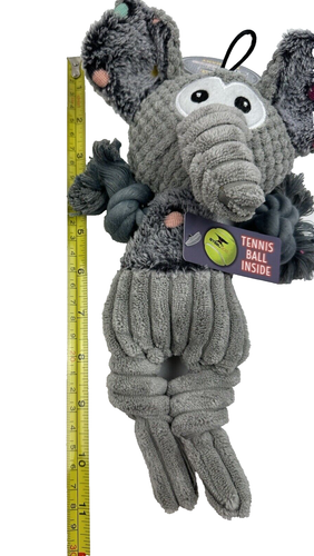 SteelDog Ruffian Elephant Dog Toy Premium Tough Plush with Tennis Ball Crinkle - Picture 5 of 5