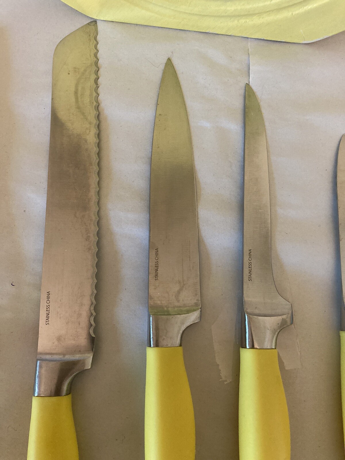 Vintage Fiesta Knife Set 6 PC With block Yellow